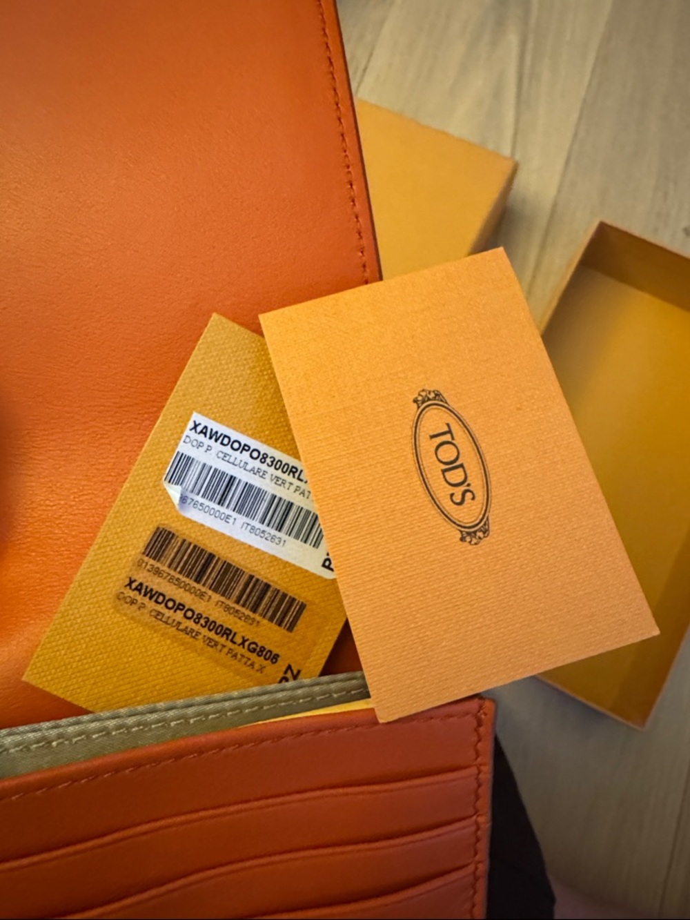 Tod's Orange Leather Studded Phone Case - Picture 4 of 4
